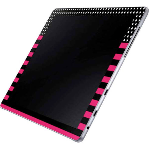 Polka Dots and Stripes Heart in Pink Galaxy Book 12in Skin